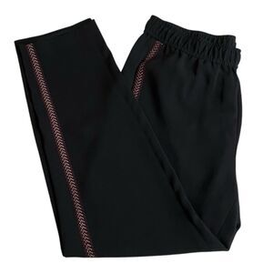 Madewell Womens Small Black Embroidered Stripe High Rise Straight Leg Crop Pants